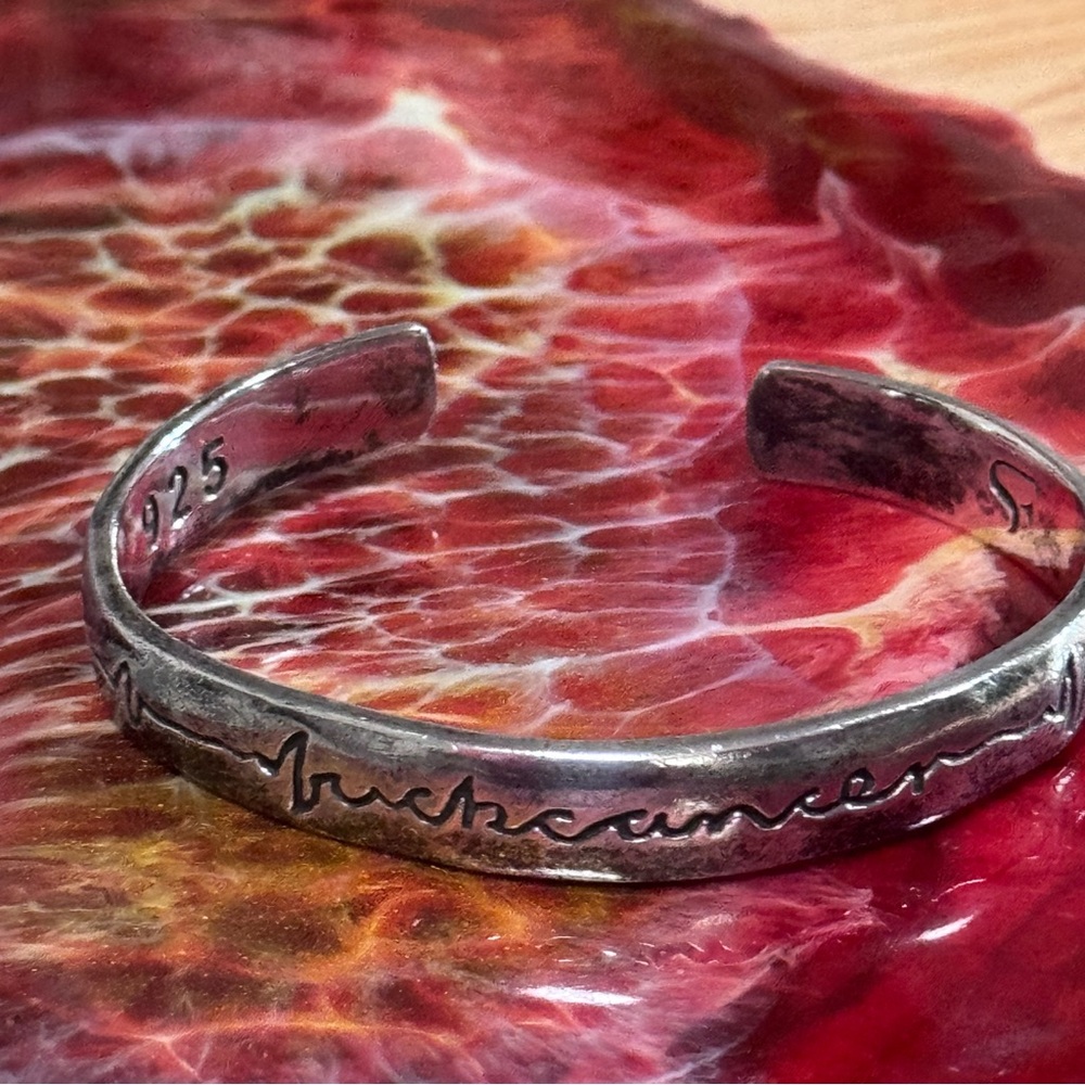 FU CK Cancer Sterling Silver Susan Fielder Cuff Bracelet – Size M